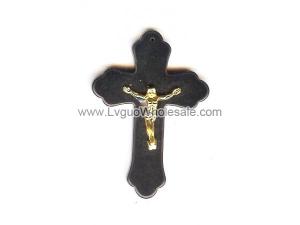 Hematite Gloden Jesus Cross Pendant 33x48mm